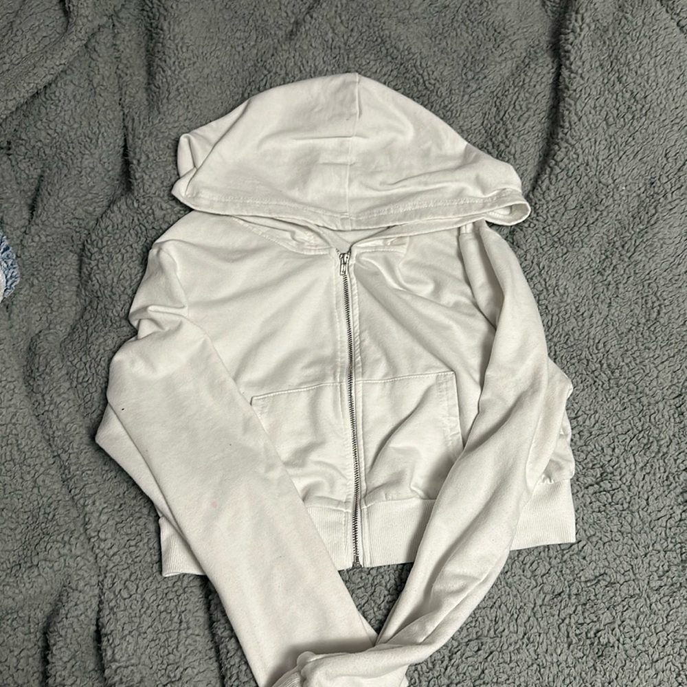 Cropped White Hoodie
